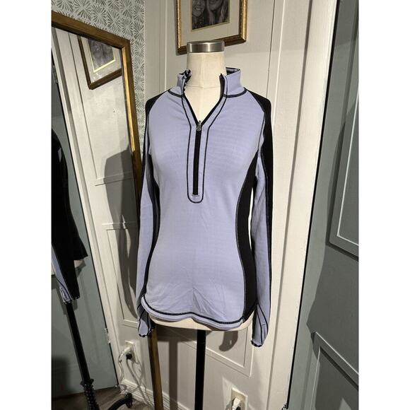Lululemon Run U Turn 1/2 Zip Top Striped Long Sleeve Reversible Pullover Size 2 - Picture 7 of 7